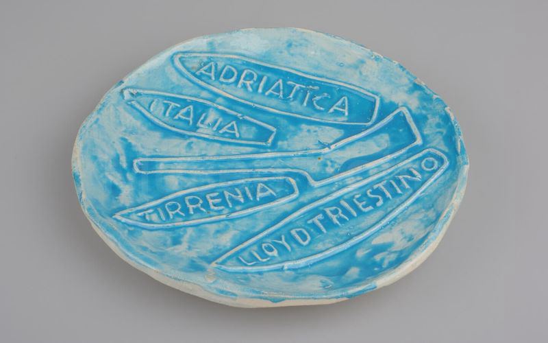 ADRIATICA - ITALIA - TIRRENIA - LLOYD TRIESTINO posacenere azzurro