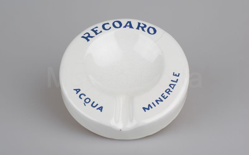 RECOARO - ACQUA MINERALE posacenere bianco con scritte blu