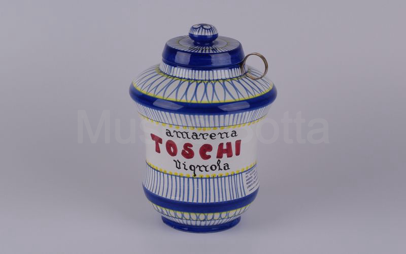 AMARENA TOSCHI VIGNOLA vaso in ceramica a righine blu (Deruta) H cm 26