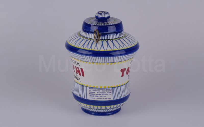 AMARENA TOSCHI VIGNOLA vaso in ceramica a righine blu (Deruta) H cm 26