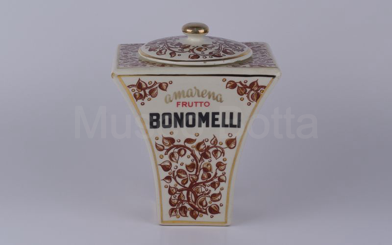 AMARENA FRUTTO BONOMELLI vaso in ceramica con foglie panna-marrone-oro