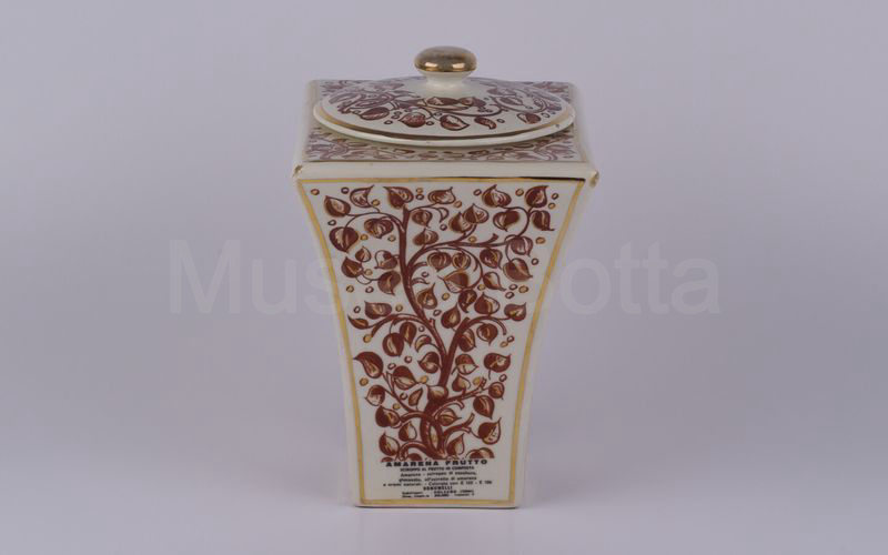 AMARENA FRUTTO BONOMELLI vaso in ceramica con foglie panna-marrone-oro