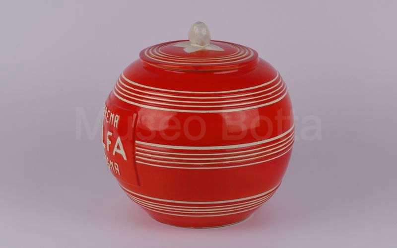 AMARENA SALFA BOLOGNA vaso in ceramica rosso arancio con righe bianche