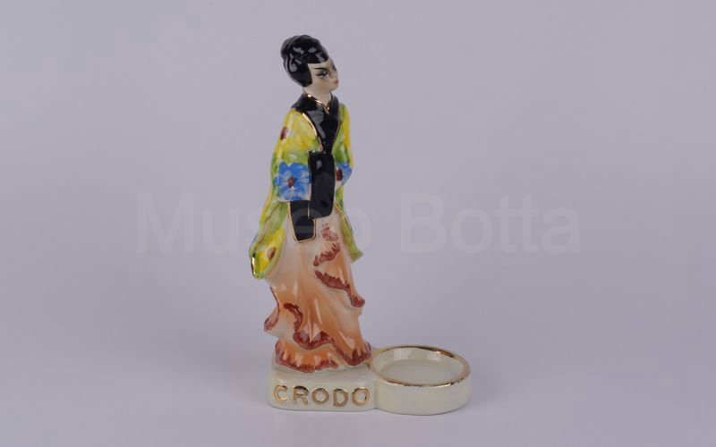 CRODO espositore in ceramica portabottiglia (geisha in piedi con gonna rosa)