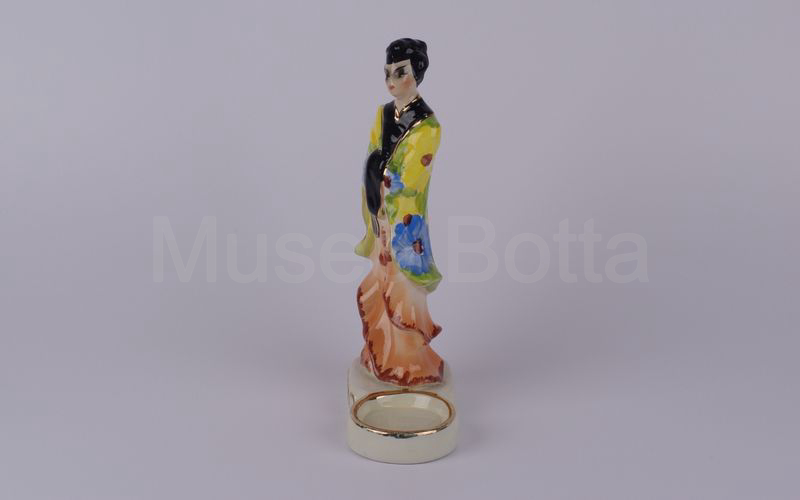 CRODO espositore in ceramica portabottiglia (geisha in piedi con gonna rosa)