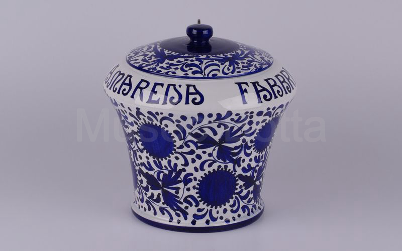 AMARENA FABBRI BOLOGNA vaso in ceramica bianco-blu (La Francescana Gualdo Tadino) H cm 25