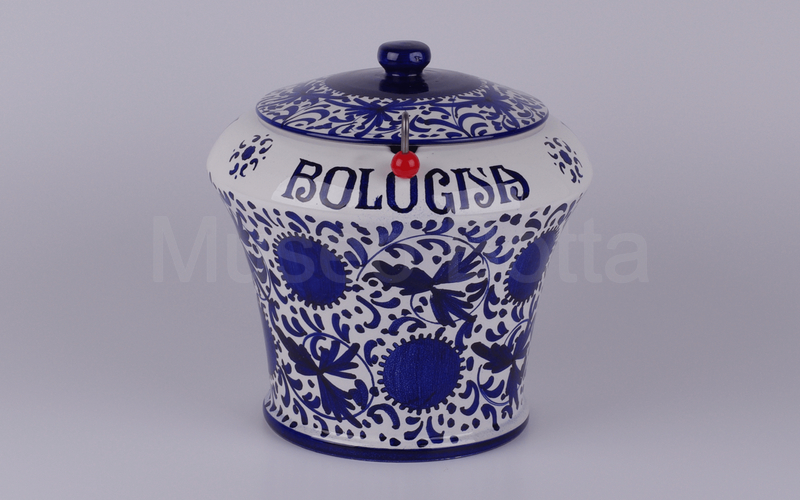 AMARENA FABBRI BOLOGNA vaso in ceramica bianco-blu (La Francescana Gualdo Tadino) H cm 25