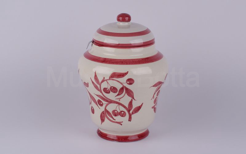 AMARENA TOSCHI VIGNOLA vaso in ceramica panna-rosa con amarene (G. Massimino) H cm 29,5