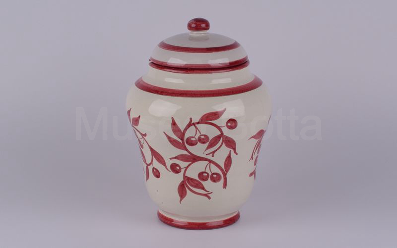 AMARENA TOSCHI VIGNOLA vaso in ceramica panna-rosa con amarene (G. Massimino) H cm. 30,5