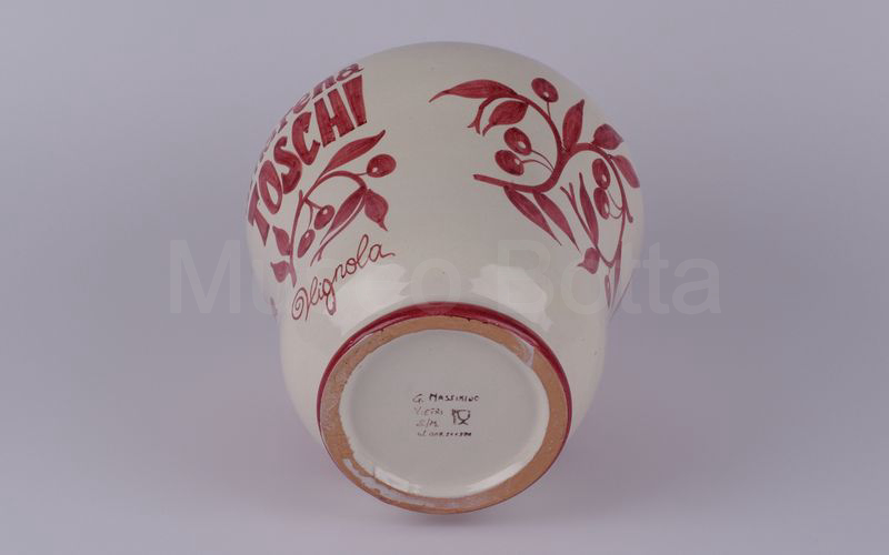 AMARENA TOSCHI VIGNOLA vaso in ceramica panna-rosa con amarene (G. Massimino) H cm. 30,5