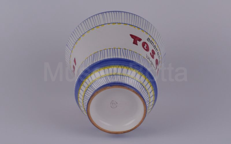 AMARENA TOSCHI VIGNOLA vaso in ceramica a righine blu chiaro (Deruta) H cm 27,3