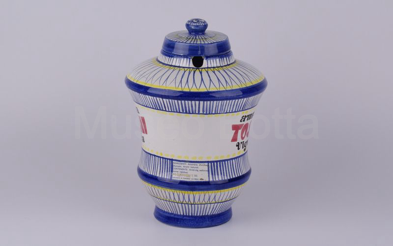 AMARENA TOSCHI VIGNOLA vaso in ceramica a righine blu scuro (976) H cm 31,5