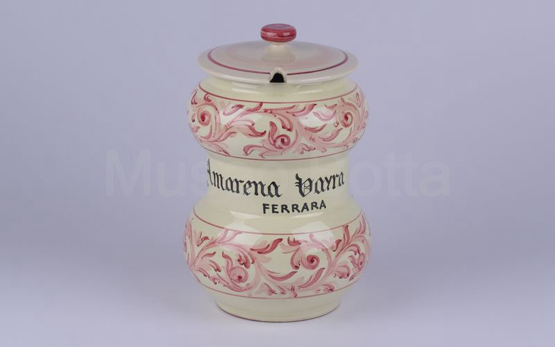 AMARENA VAYRA FERRARA vaso in ceramica panna decori rosa