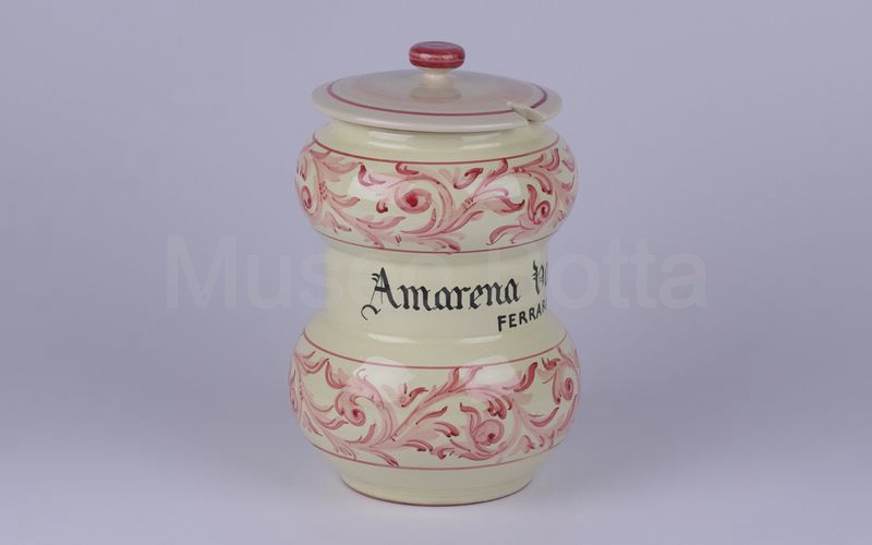 AMARENA VAYRA FERRARA vaso in ceramica panna decori rosa