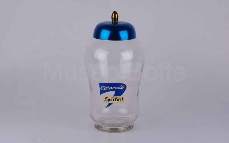 CARAMELLE FRATELLI SPERLARI CREMONA vaso in vetro tappo blu metallizzato