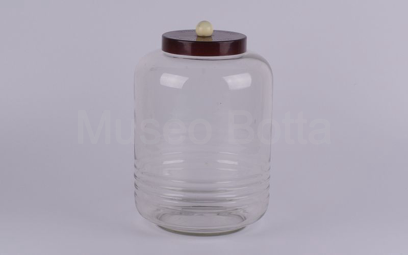 PERUGINA vaso in vetro con coperchio in bakelite marrone