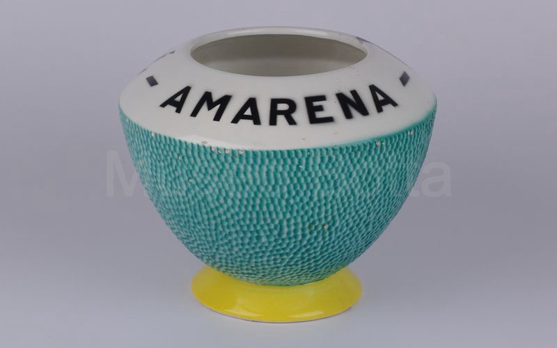 AMARENA CANCIANI vaso in ceramica a buccia d'arancia bianco-turchese-giallo