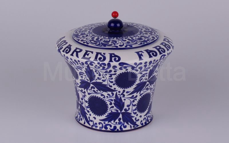 AMARENA FABBRI BOLOGNA vaso in ceramica 3 kg bianco decori blu (Grifo bicchiere e forchetta)