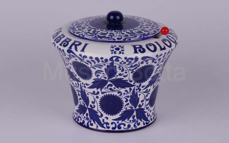 AMARENA FABBRI BOLOGNA vaso in ceramica 3 kg bianco decori blu (Grifo bicchiere e forchetta)