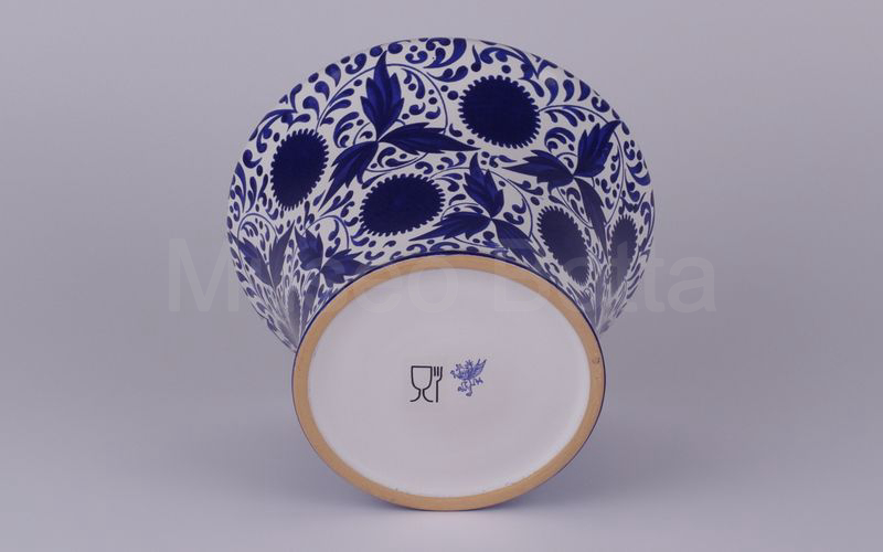 AMARENA FABBRI BOLOGNA vaso in ceramica 3 kg bianco decori blu (Grifo bicchiere e forchetta)