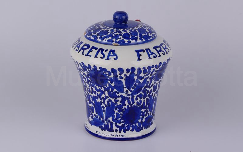 AMARENA FABBRI BOLOGNA vaso in ceramica bianco decori blu (GUALDO E DERUTA)