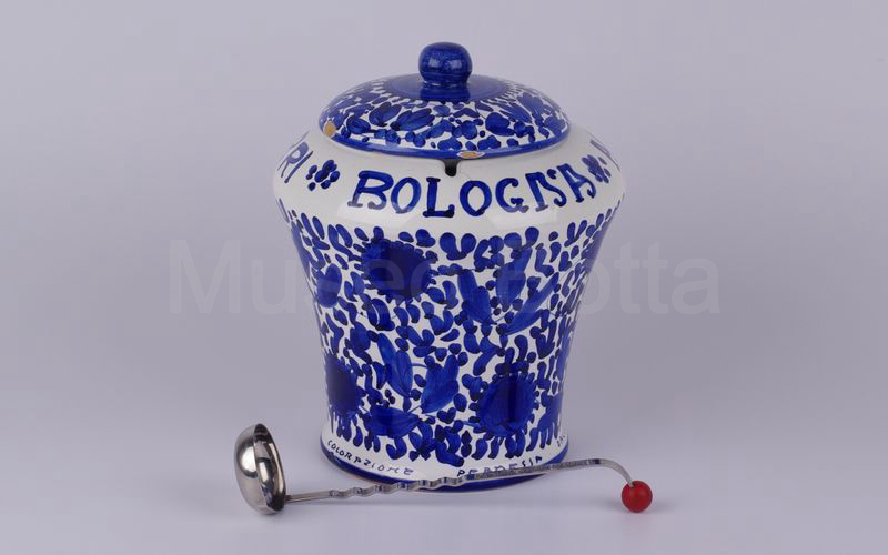 AMARENA FABBRI BOLOGNA vaso in ceramica bianco decori blu (GUALDO E DERUTA)