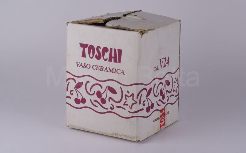 TOSCHI vaso in ceramica amarena decori (amarene e stelle) bianchi