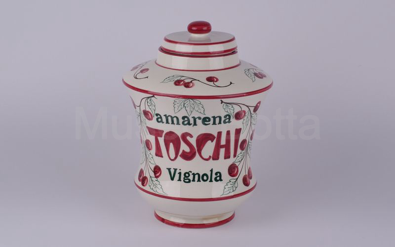 AMARENA TOSCHI VIGNOLA vaso in ceramica con amarene e foglie contornate