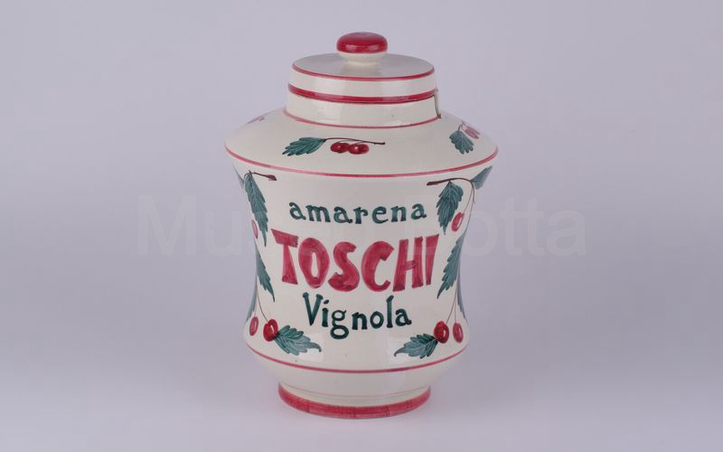 AMARENA TOSCHI VIGNOLA vaso in ceramica con amarene e foglie verdi (LISMAT)