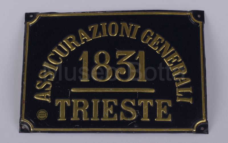 ASSICURAZIONI GENERALI 1831 TRIESTE targa in latta