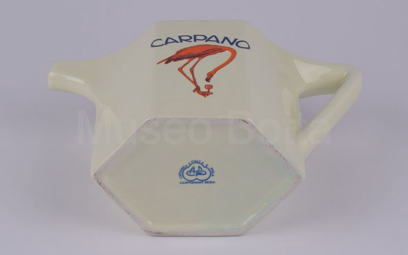 CARPANO versatoio in ceramica panna con fenicottero