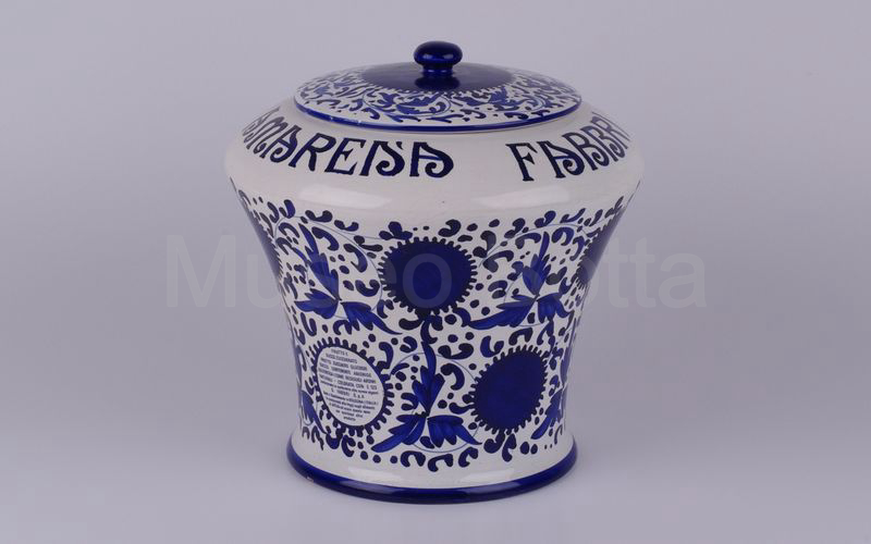 AMARENA FABBRI BOLOGNA vaso in ceramica bianco-blu Deruta H cm 25,5