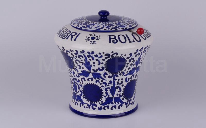 AMARENA FABBRI BOLOGNA vaso in ceramica bianco-blu Deruta H cm 25,5