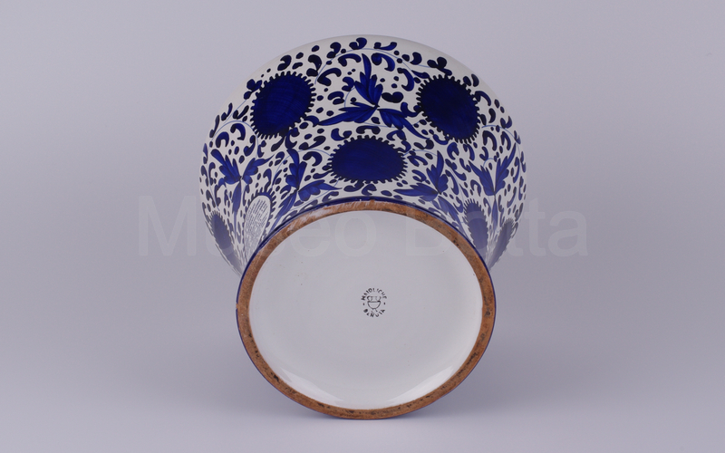 AMARENA FABBRI BOLOGNA vaso in ceramica bianco-blu Deruta H cm 25,5