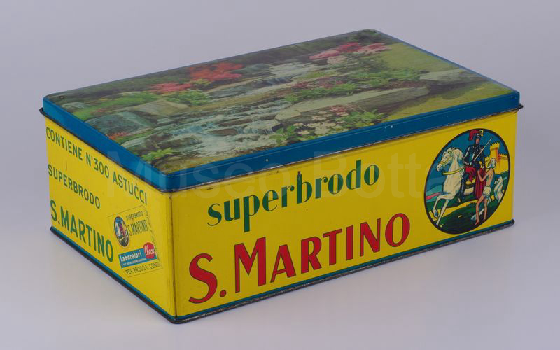 SUPERBRODO S. MARTINO scatola in latta con giardino e cascatelle