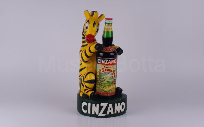 CINZANO espositore portabottiglia a zebra in gesso