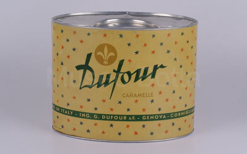 DUFOUR scatola ovale in latta crema con stelline