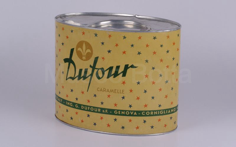 DUFOUR scatola ovale in latta crema con stelline