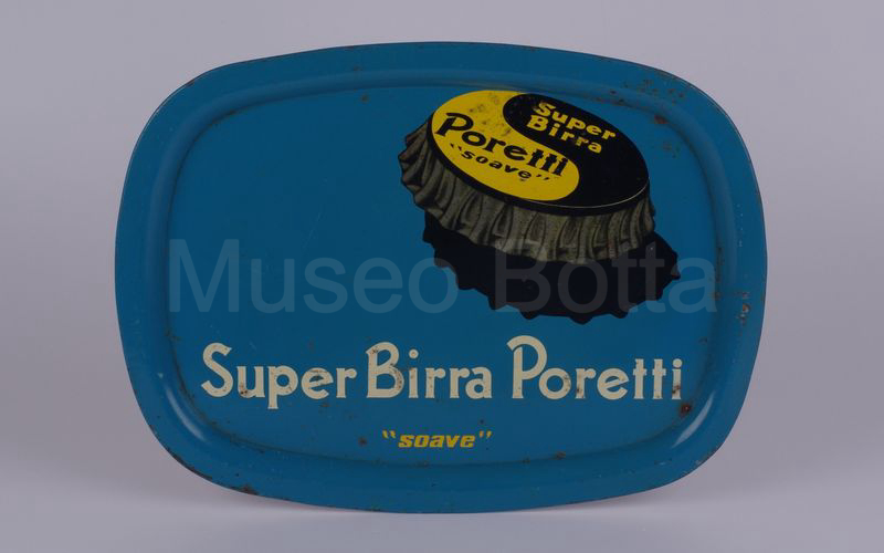 SUPER BIRRA PORETTI "SOAVE" vassoio in latta azzurro