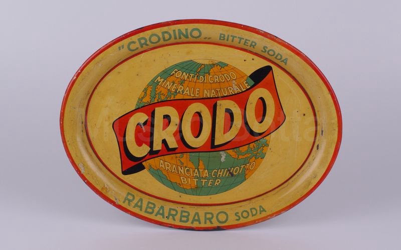 CRODO - “CRODINO„ BITTER SODA - RABARBARO SODA vassoio ovale in latta