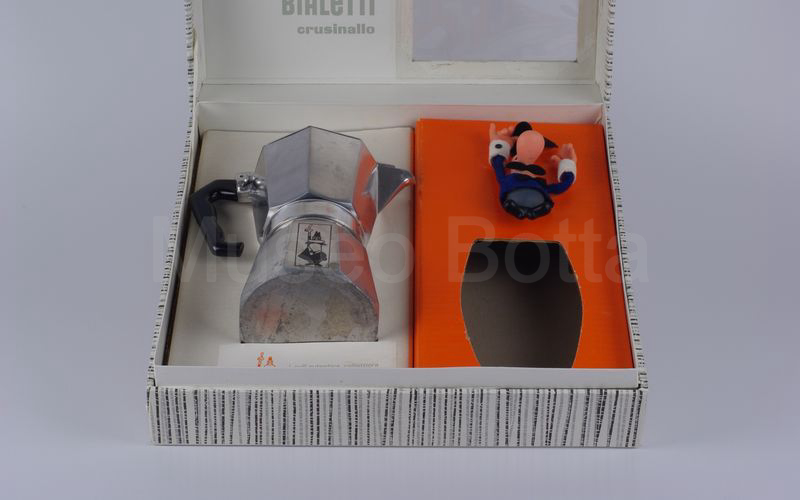 BIALETTI confezione regalo con moka, macinacaffè e omino con i baffi