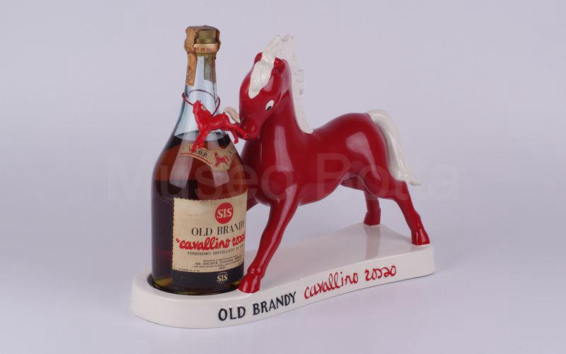 OLD BRANDY CAVALLINO ROSSO espositore portabottiglia da banco in ceramica (Ceramiche Campione)