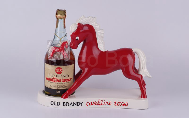 OLD BRANDY CAVALLINO ROSSO espositore portabottiglia da banco in ceramica (Ceramiche Campione)