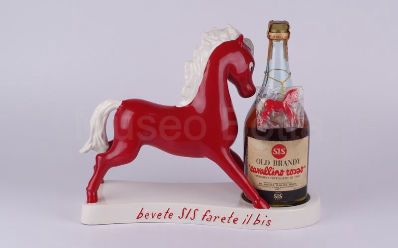 OLD BRANDY CAVALLINO ROSSO espositore portabottiglia da banco in ceramica (Ceramiche Campione)