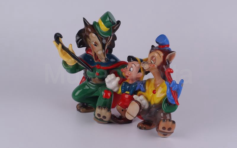 WALT DISNEY Pinocchio con il Gatto e la Volpe in ceramica (Zaccagnini)