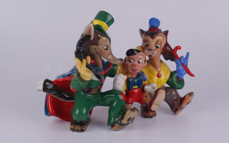 WALT DISNEY Pinocchio con il Gatto e la Volpe in ceramica (Zaccagnini)