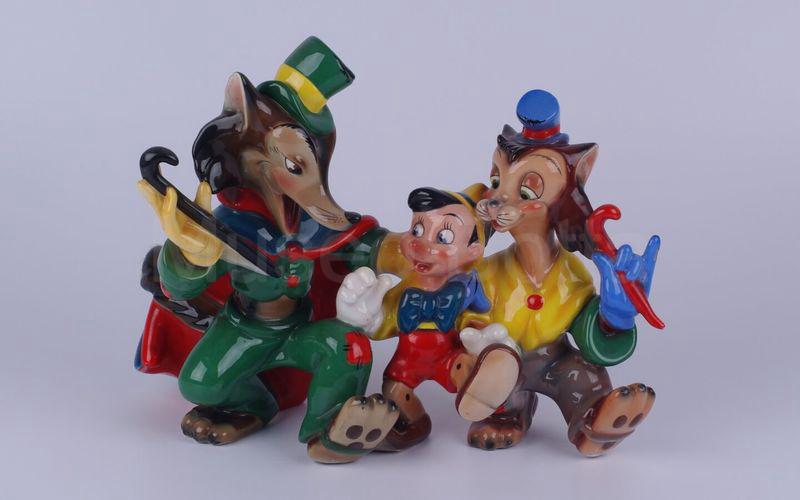 WALT DISNEY Pinocchio con il Gatto e la Volpe in ceramica (Zaccagnini)