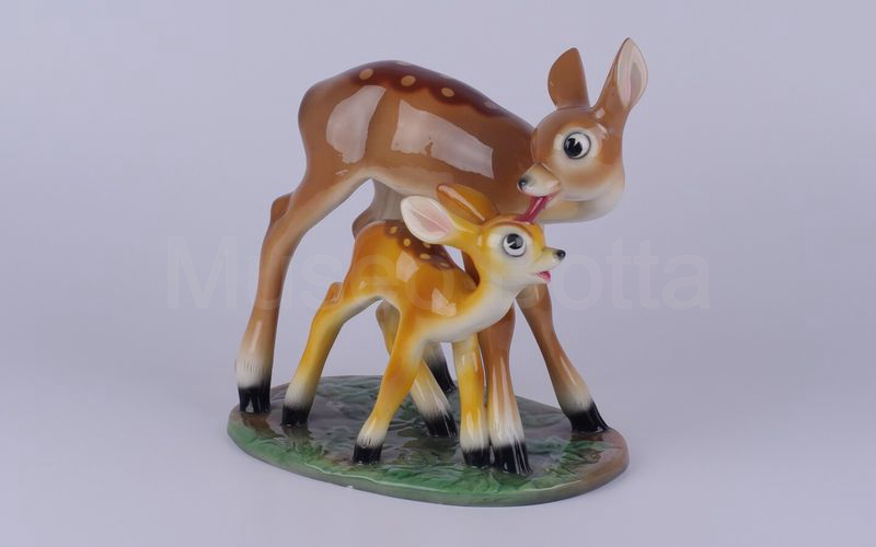 WALT DISNEY Bambi con la mamma in ceramica (Zaccagnini)