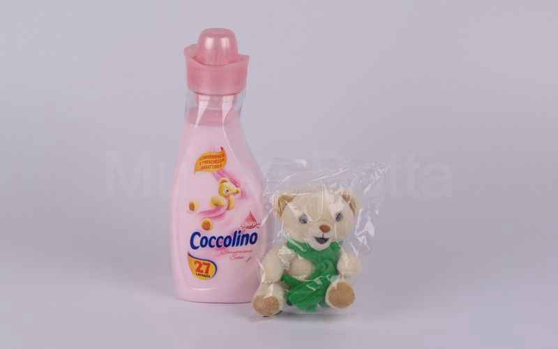 COCCOLINO orsetto in peluche con sciarpa blu o verde