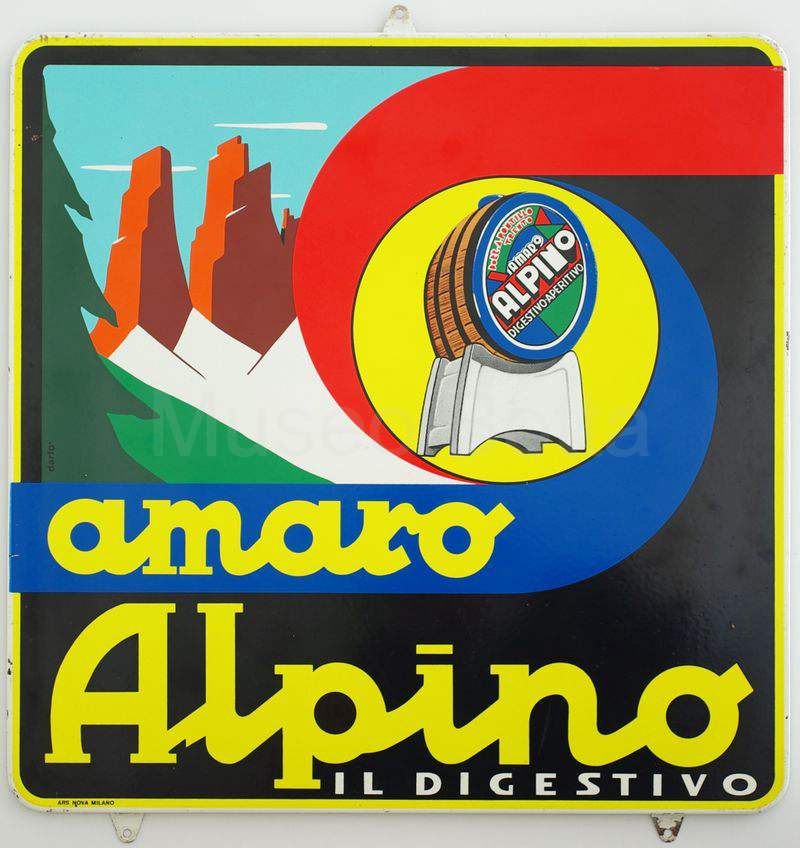 AMARO ALPINO IL DIGESTIVO targa serigrafata (ARS NOVA MILANO)